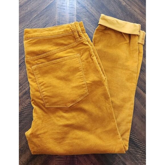Women's J.Crew Size 31‎ 9" High-Rise Skinny Button Fly Gold Corduroy Pants - Picture 5 of 9